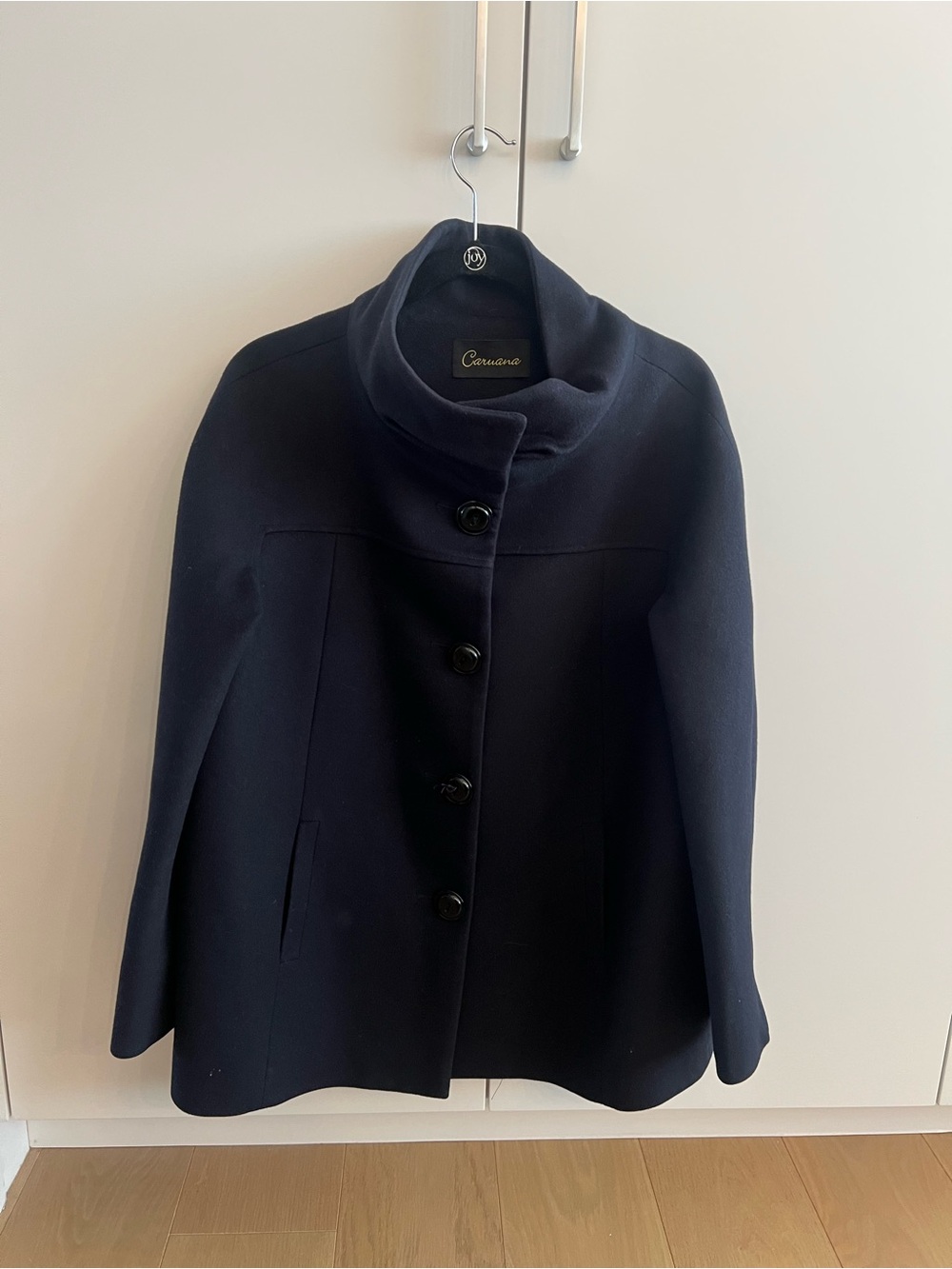 100% Cashmere Navy Blue Cape Coat